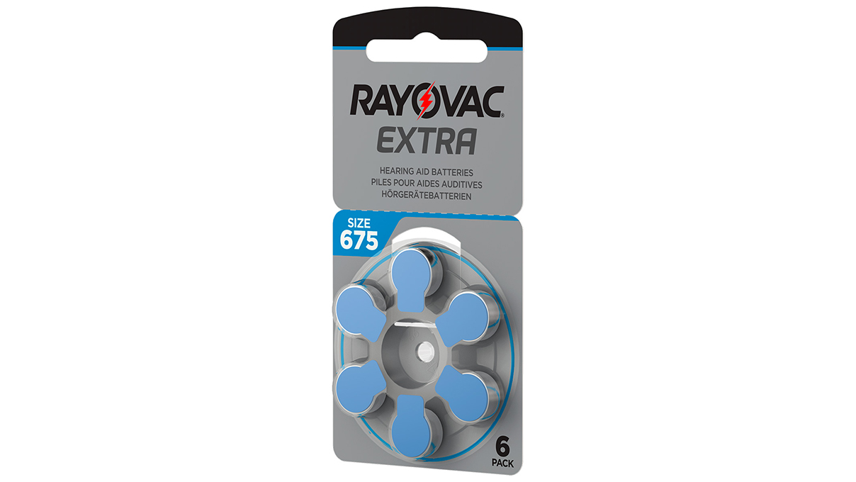 Rayovac Extra, 6 piles auditives No. 675 (Sound Fusion Technology), plaquette