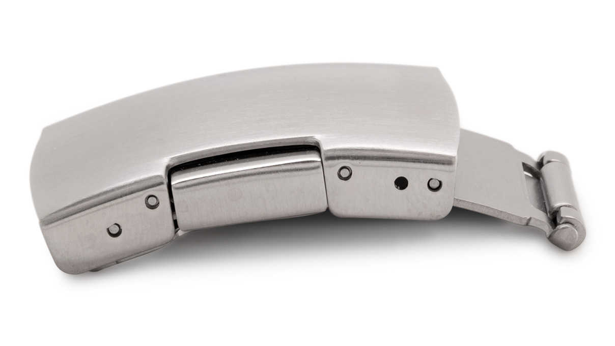 Boucle déployante pour bracelet, coup/largeur: 10 mm, 22 mm, 2 boutons, Satinée, Silberfarben, Acier inoxydable