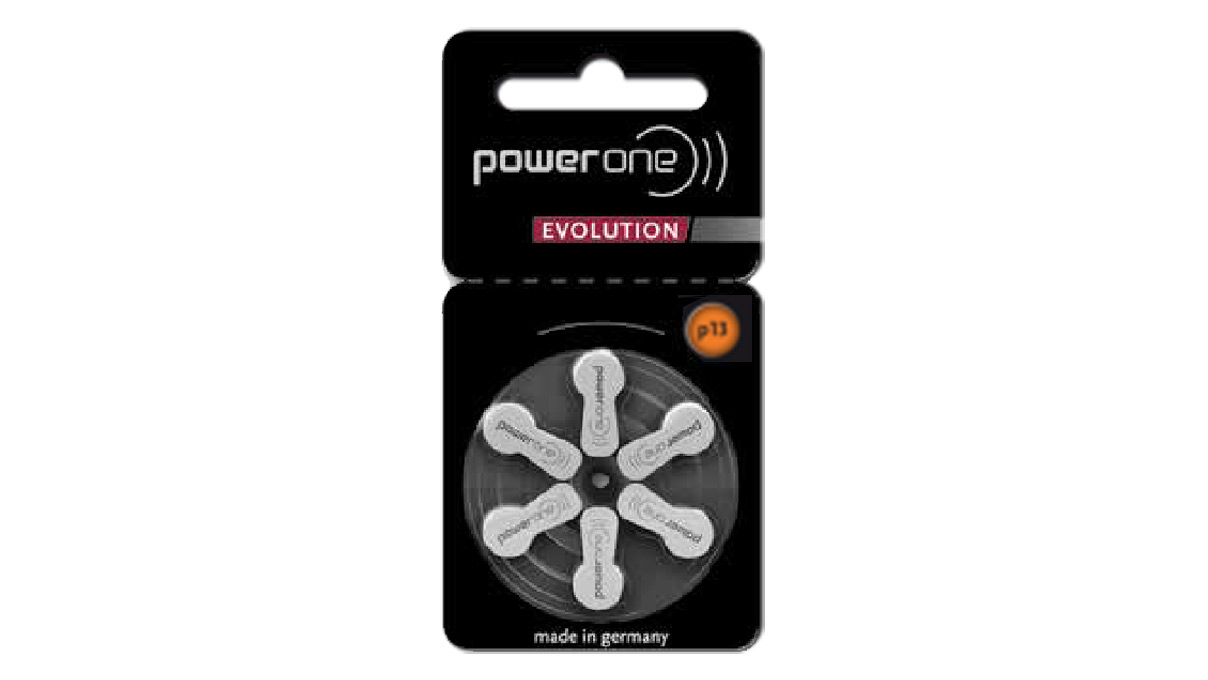 Power One Evolution 6 Piles auditives Zinc Air No. 13, en blister, Mercury Free