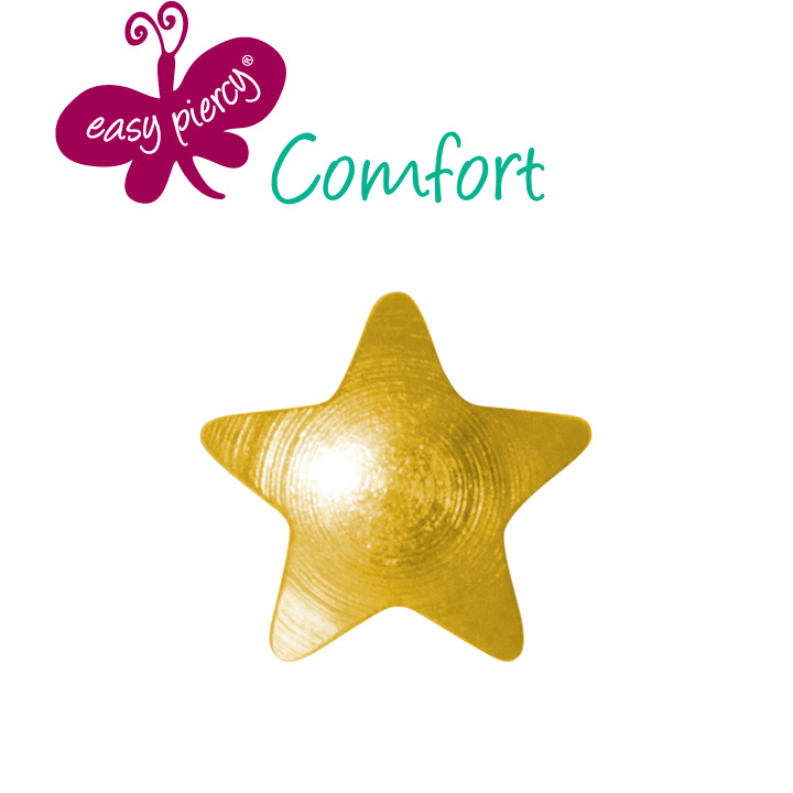 Easy Piercy Comfort 1 paire de boutons d'oreilles Ø 3,95 mm, doré, étoile