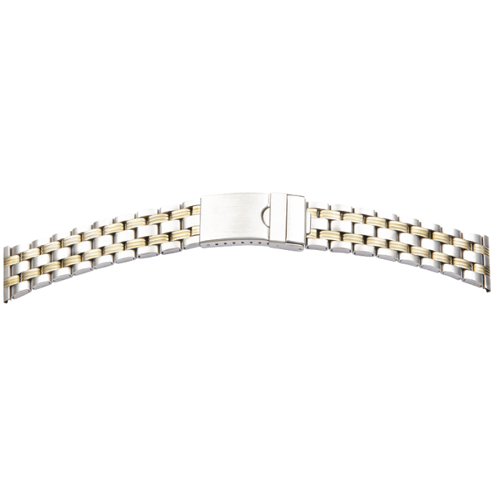 Bracelet de montre Elegance, acier inoxydable, bicolor, largeur 20 mm, cornes 22 mm, longueur 180 mm