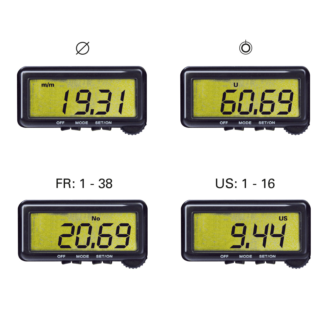Bergeon digitale triboulet pour bagues avec 4 échelles de mesure, Ø 13 - 25 mm, circonférence 41 - 78 mm