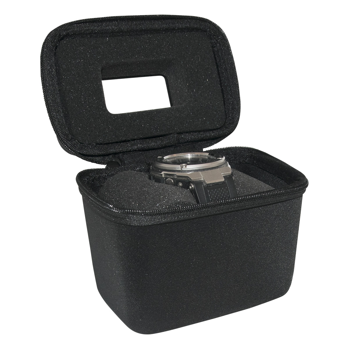Watch Box, Étui de montre, noir/noir, avec fenêtre