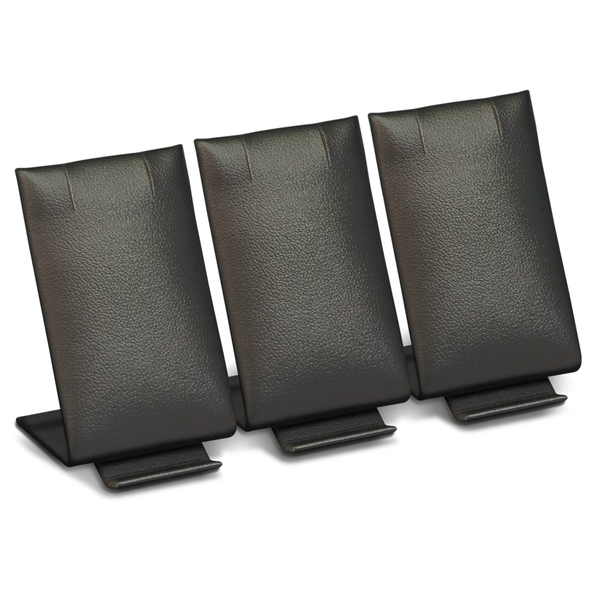 Triple presentation display for earrings, high, smooth leather imitation, black, LxWxD ca. 3,5 x 11,0 x 6,0 cm