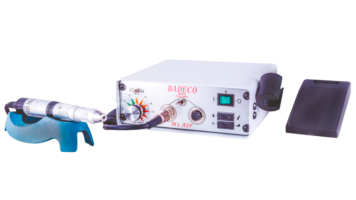 Badeco Système de micromoteur M3 ASF-440, jeu avec commande, pédale, pièce à main, support