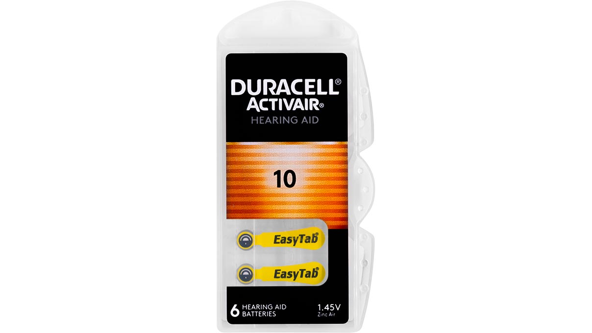 Duracell Activair Pack 6 Piles auditives Zinc Air No. 10, en blister