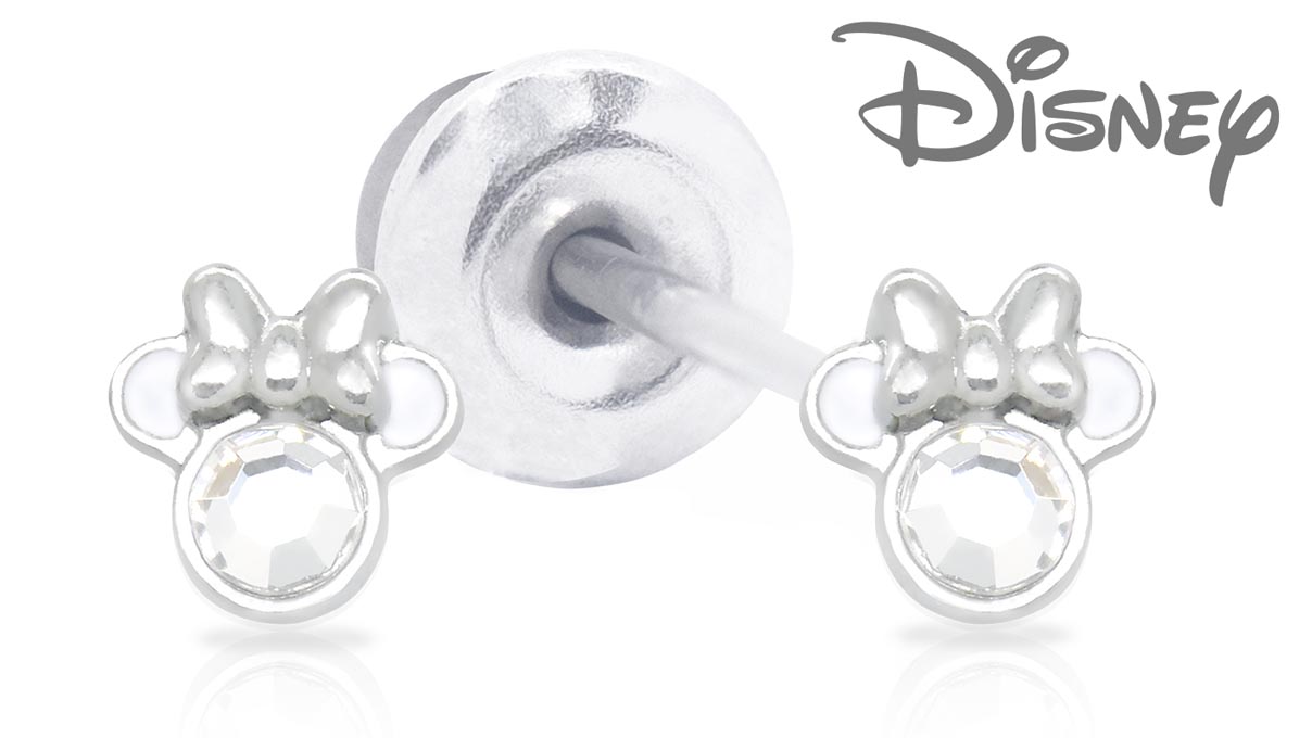 QPP Ohrstecker JCM6, Minnie, Kristall weiß, Disney-lizenziert, weiß, 1 Paar
