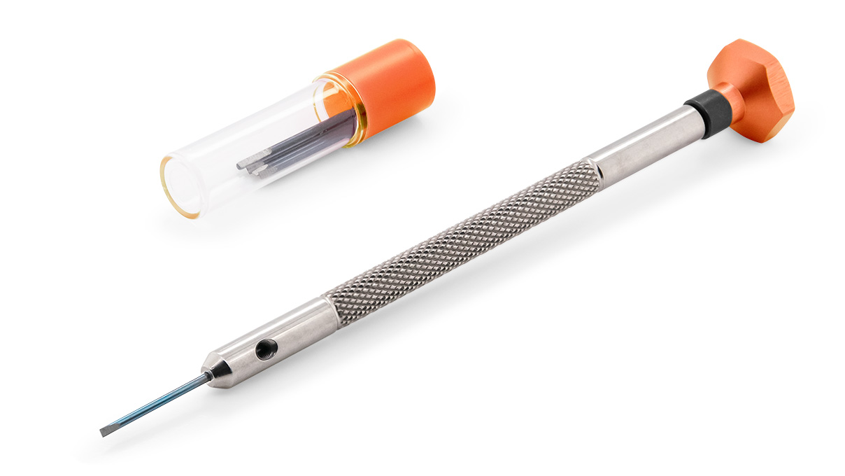 VOH tournevis, mèche 0,5 mm, orange, avec des lames de rechange