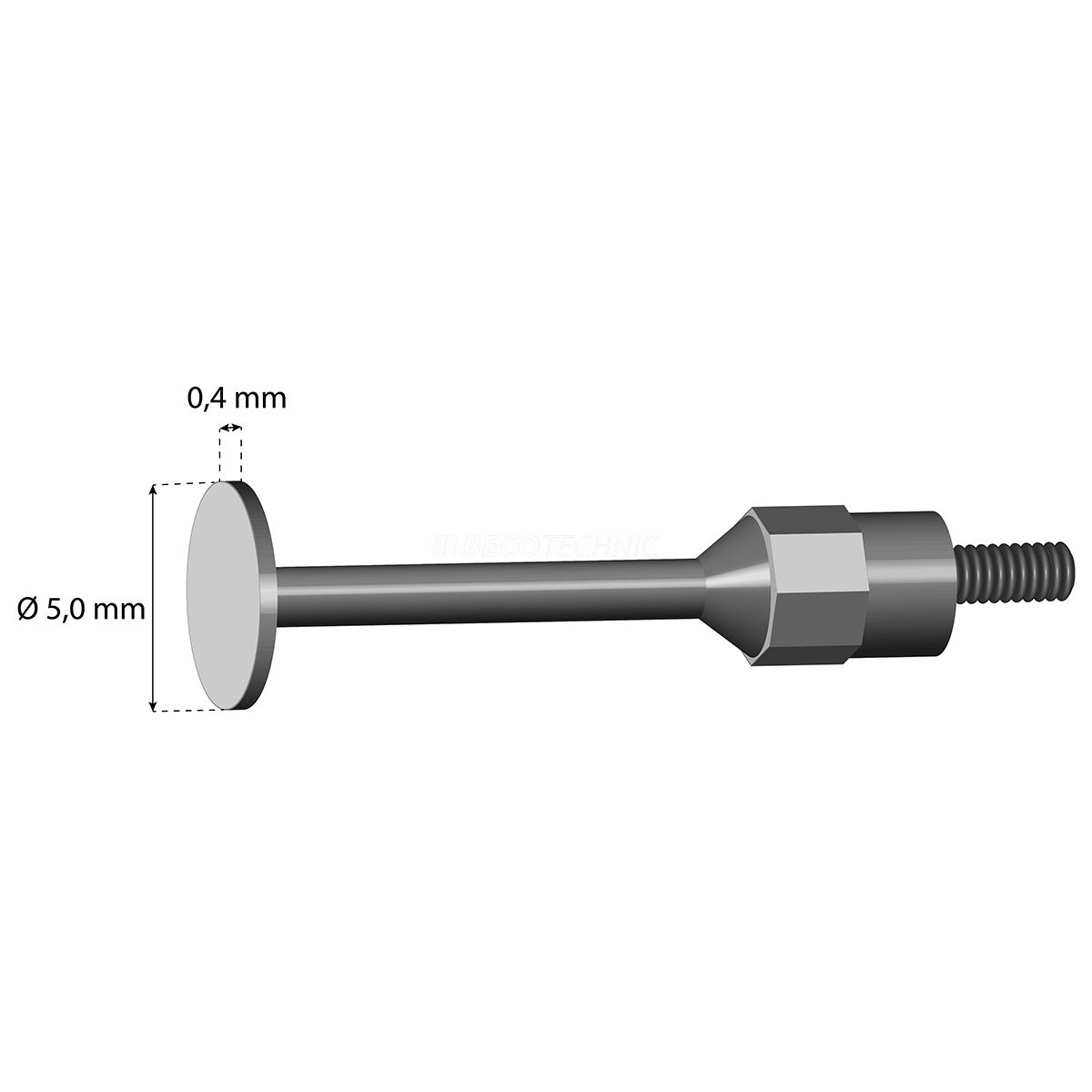 Touche pour comparateur, plat, Ø 5 x 0,4 mm, métal dur