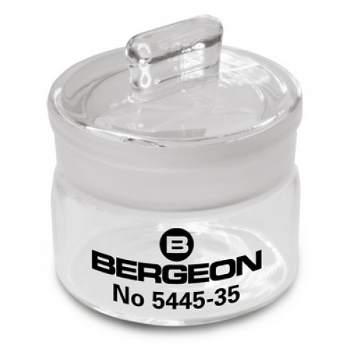 Bergeon 5445-35 Benzinière, Ø 35 mm, couvercle rodé, avec bouton
