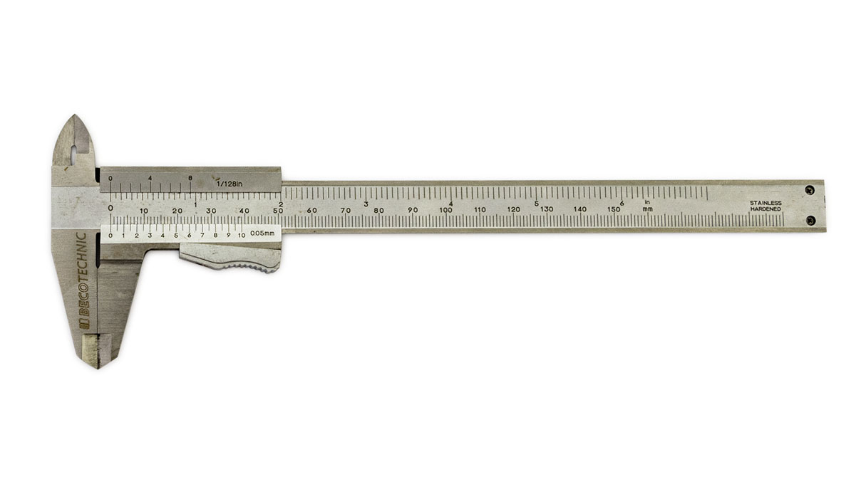 Calibre coulissant avec blocage automatique, acier inoxydable, plage de mesure 150 mm, vernier 0,05 mm