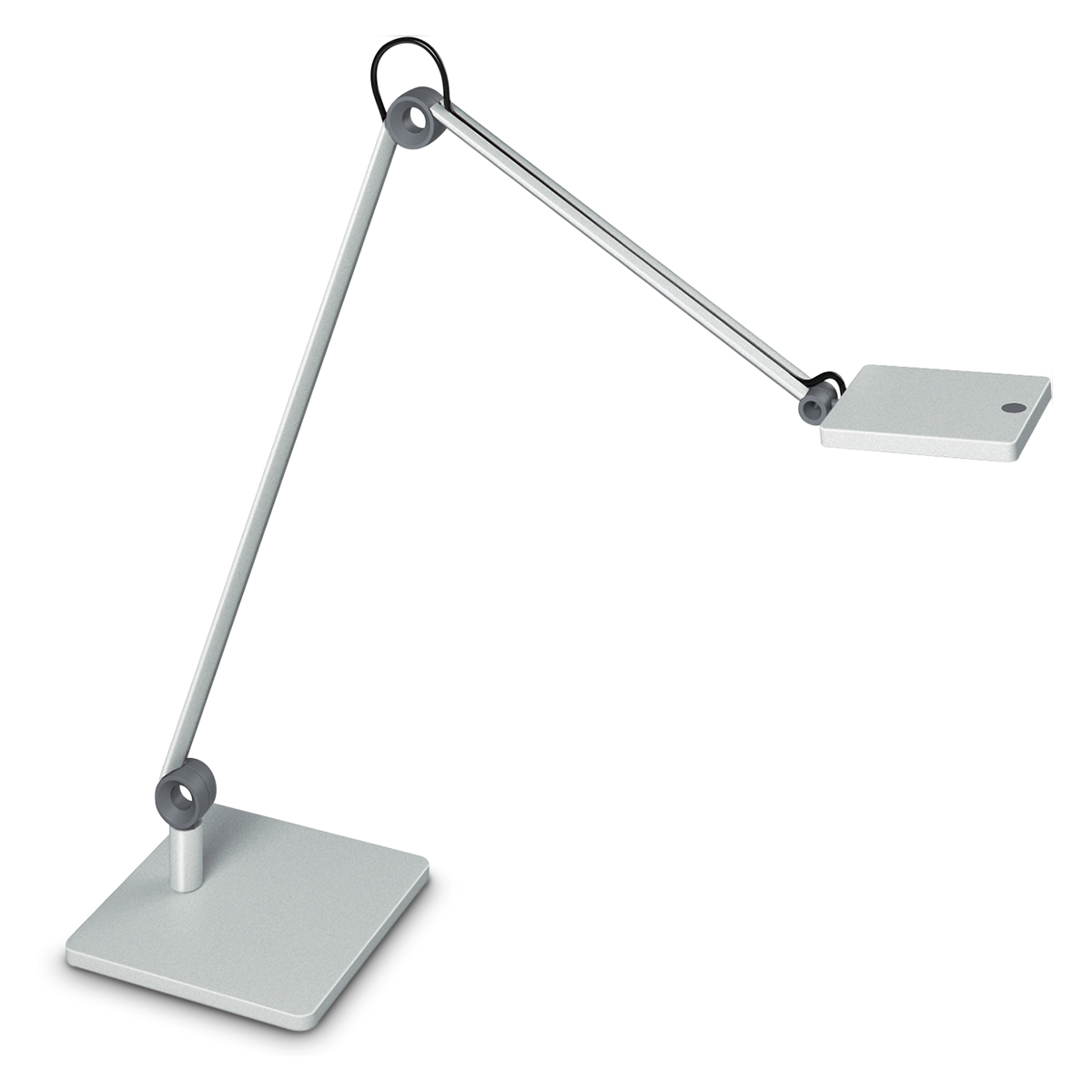 Luminaire Para.Mi, 7 W, 4000 K, argent métallisé, bras articulé, tête quarée, socle de table