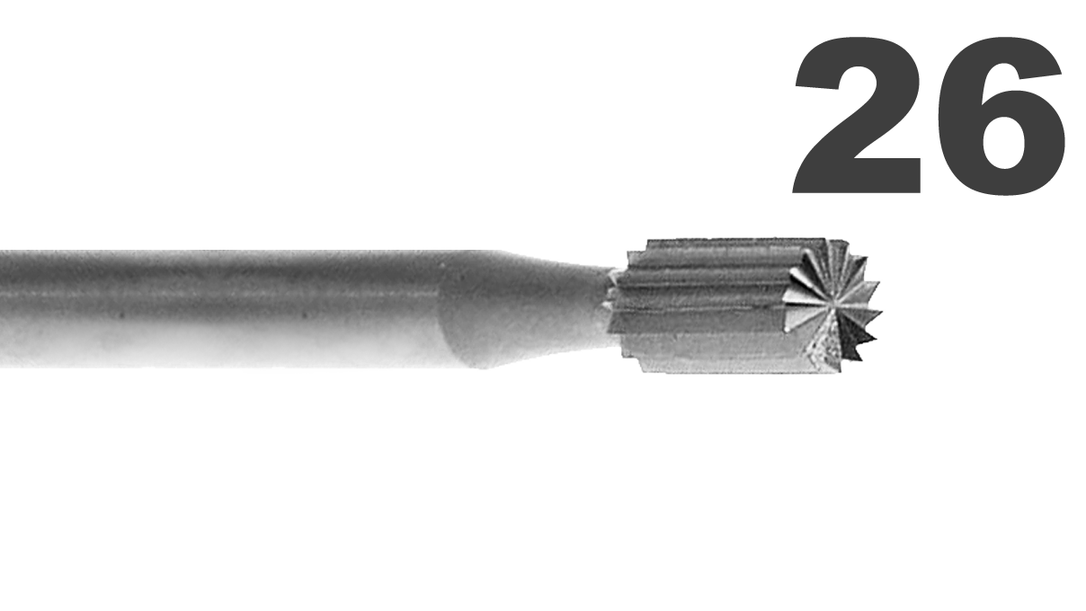 Fraise type 26, cylindre, tête plate Ø 0,7 mm, 6 pièces