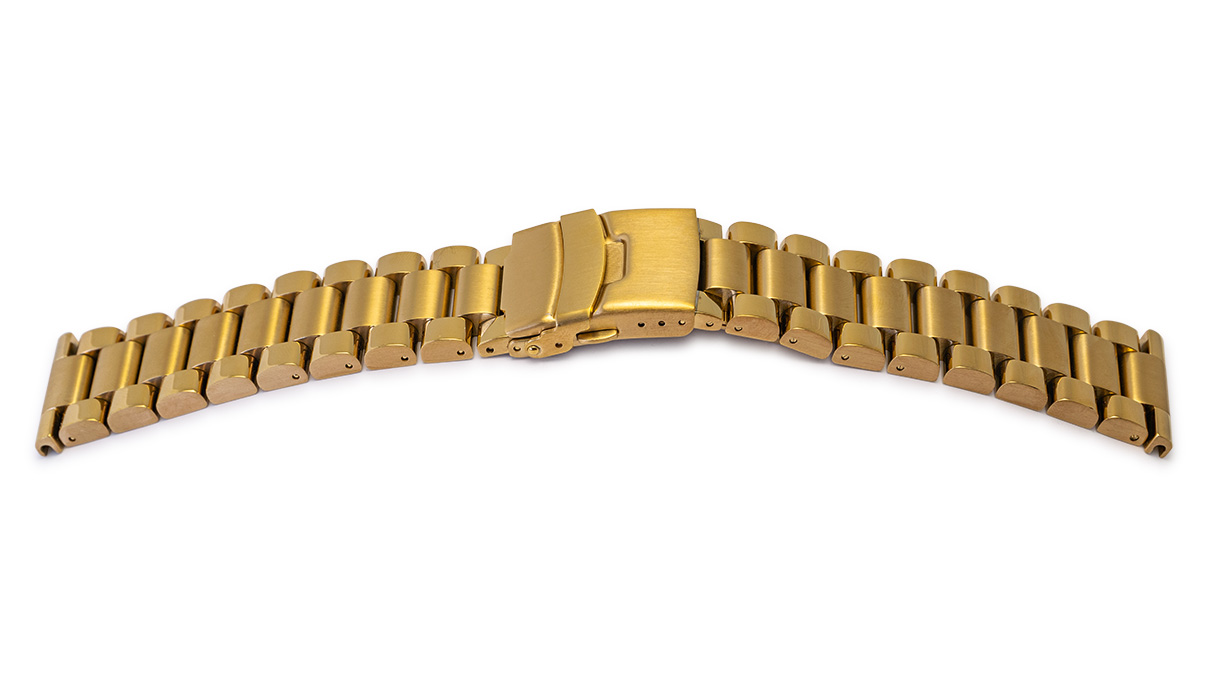 Bracelet métallique, acier inoxydable, doré, largeur d'attache 22 - 24 mm