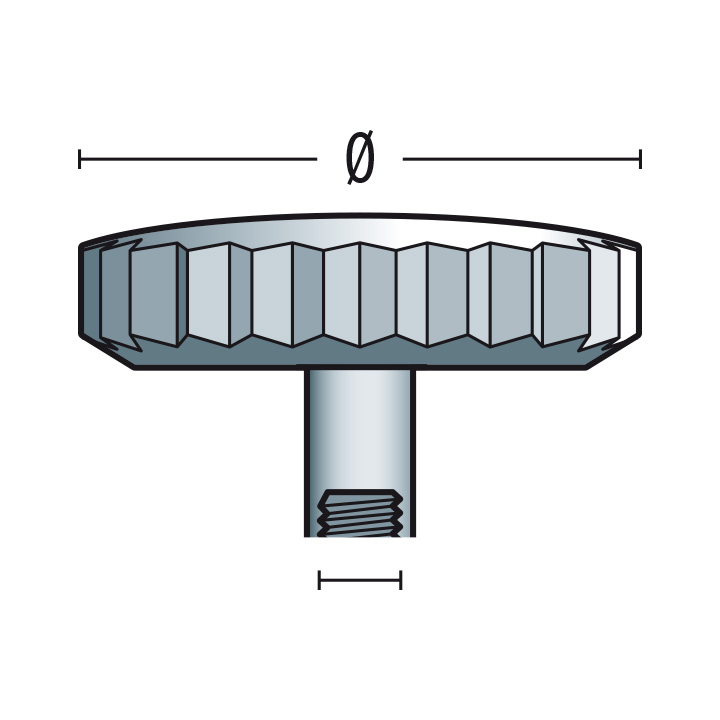 Couronne 920 Chrono L simples, acier inoxydable, tube long, Ø 6,0, filetage 1,3, pas étanche