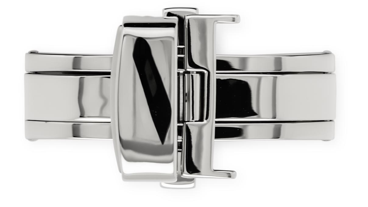 Boucle déployante papillon pour bracelets en cuir, acier inoxydable, 22 mm