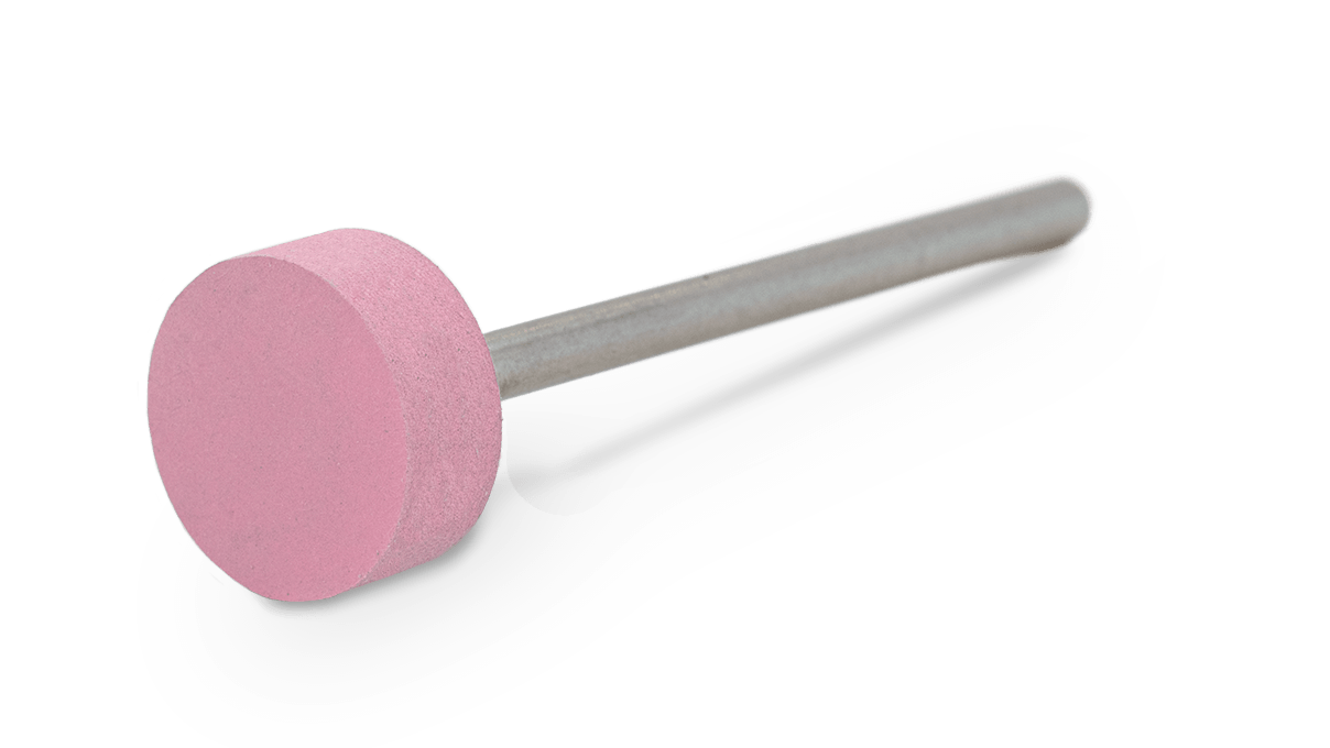 Polissoir Universal, rosé, roue, Ø 11 x 4 mm, souple, grain très fin, tige HP