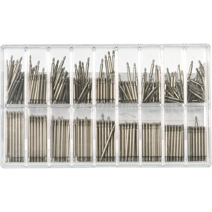 Assortiment de barrettes, acier inox, Ø 1,5 mm, longueur 8 - 24 mm, 360 pièces