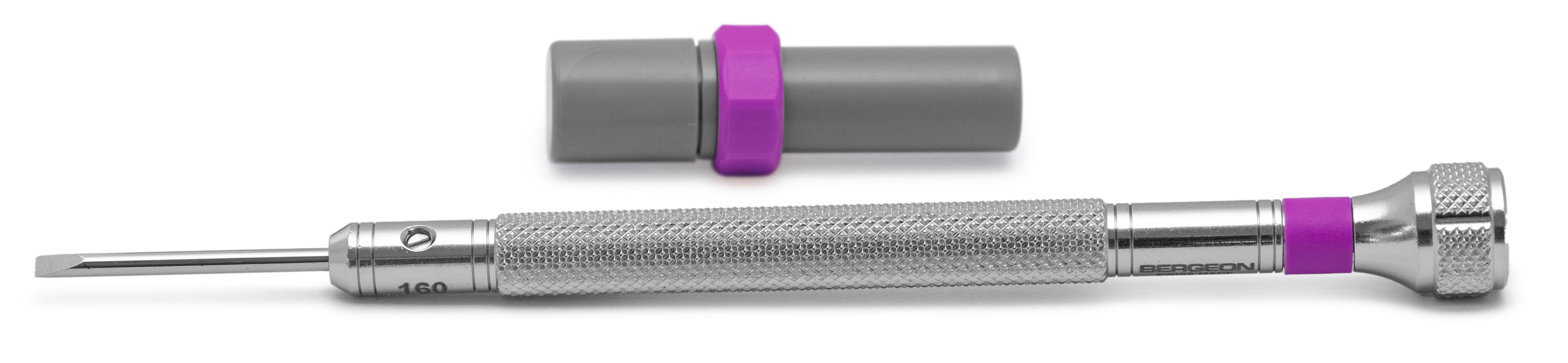 Bergeon 30080-H tournevis, mèche 1,6 mm, violet, avec mèches de rechange