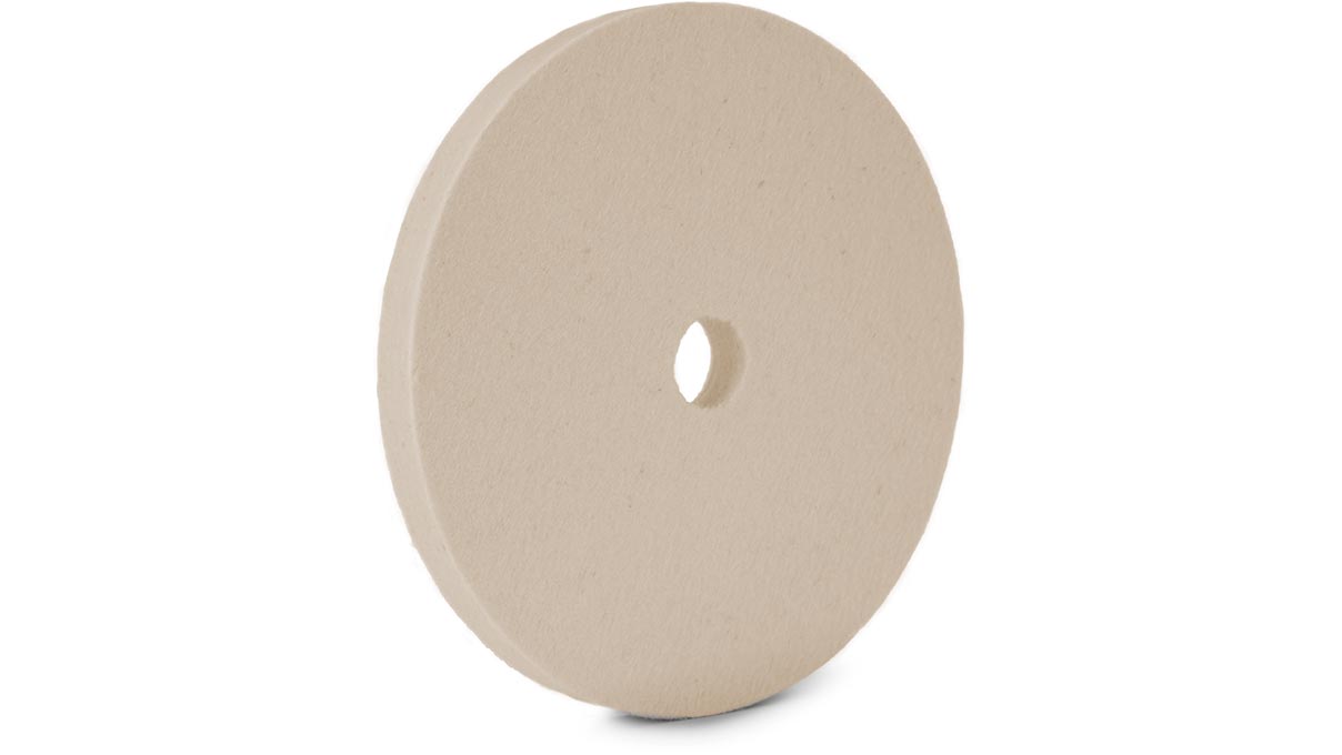 Disque en feutre, feutre de laine, blanc, Ø 180 x 15 mm, perçage Ø 25 mm