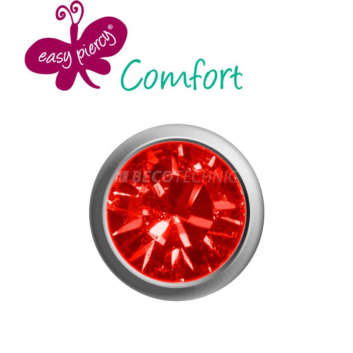 Easy Piercy Comfort 1 paire de boutons d'oreilles Ø 3,95 mm, blanc, imitation rubis