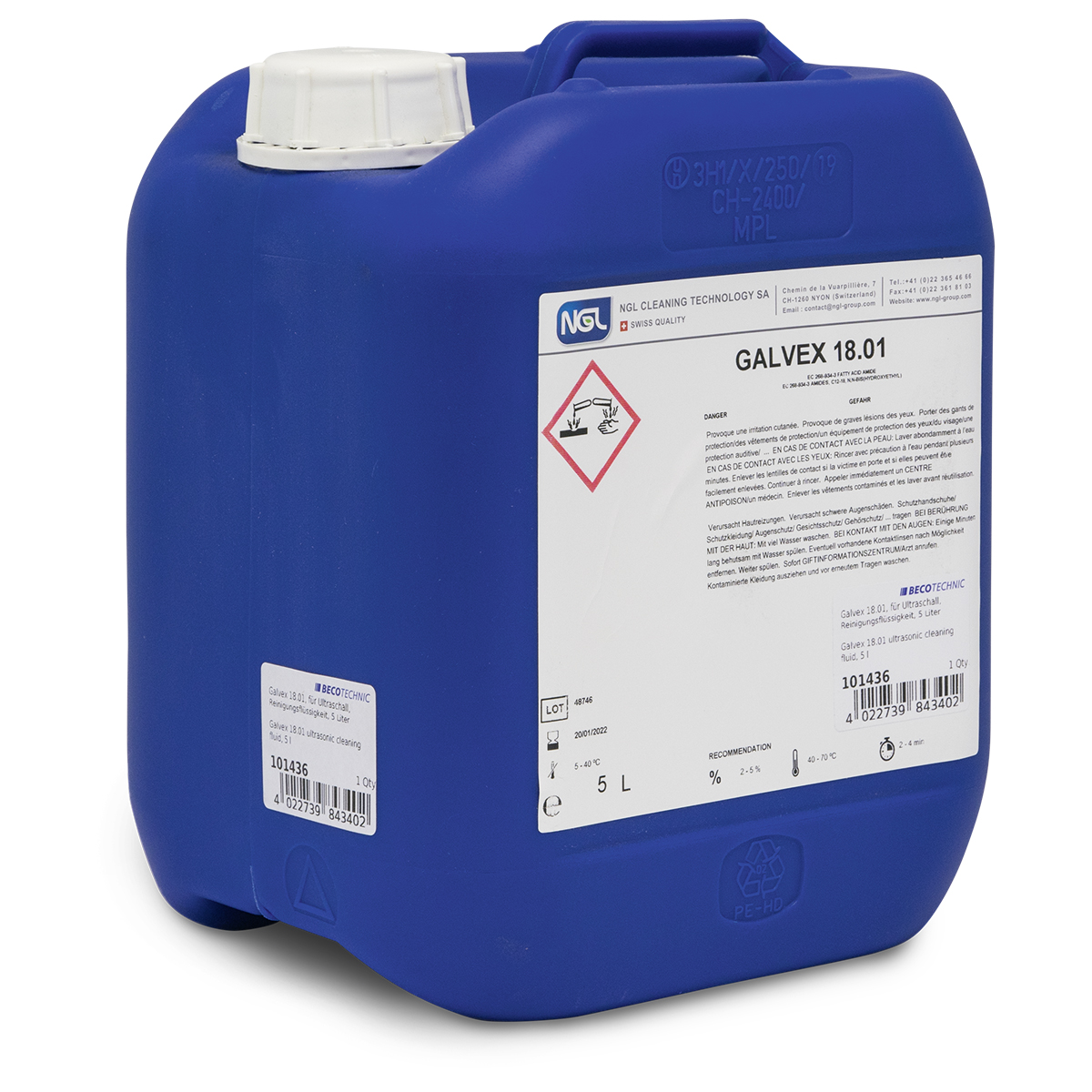 Galvex 18.01, für Ultraschall,  Reinigungsflüssigkeit, 5 Liter