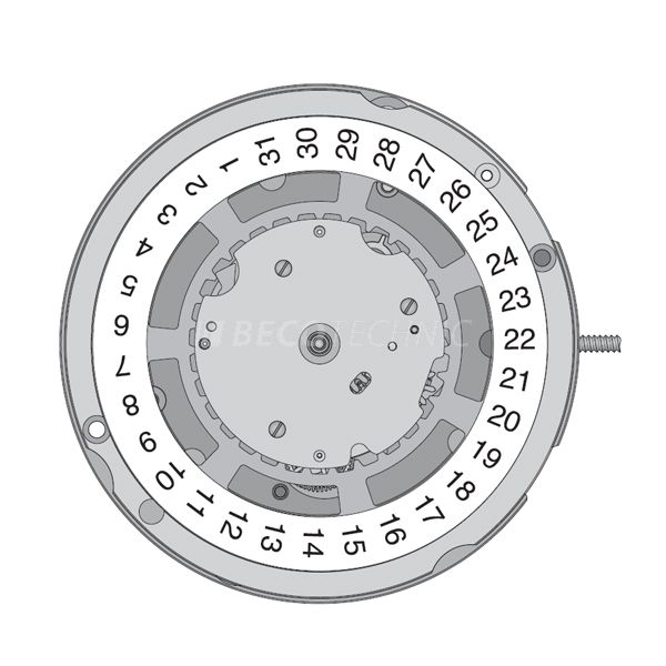 ETA1000000.A07211.406702 Mouvement A07211 petite seconde H1 blanc noir 3H 25JS rhodié(e) Incabloc CS