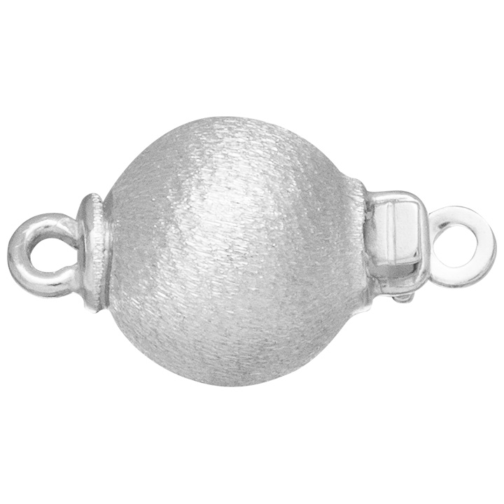 Fermoir de forme boule satiné 925/-argent rhodiné à 1 seul rang Ø 8 mm