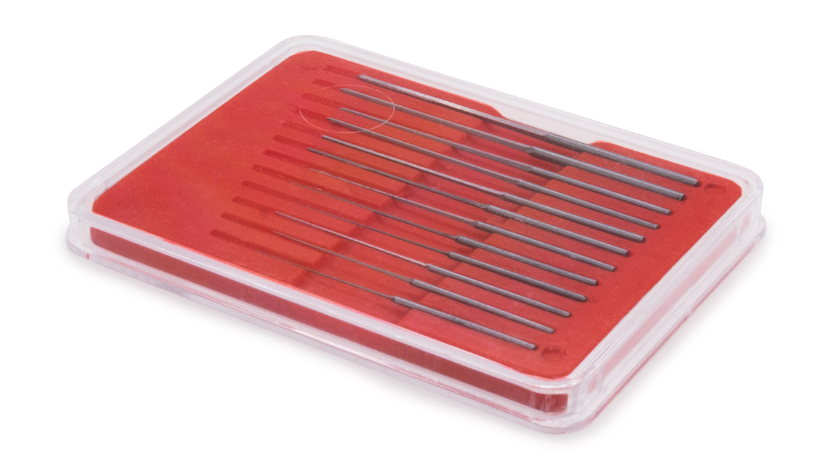 Jeu d’alésoirs à goupilles coniques avec queue, 12 pièces, Ø 0,05 – 0,55 mm