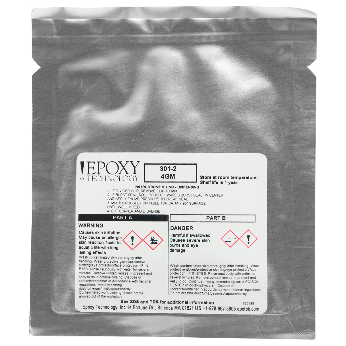 EPO-TEK 301-2/B4 Colles époxy bi-composante 4g bi-packs