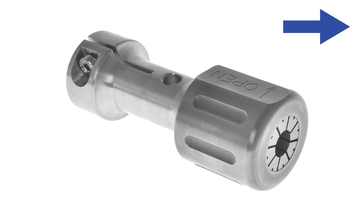 Pince de serrage, bride Ø 14 mm, droite, pour polisseuses Polimaxx, convient aux outils d'un Ø de 10 mm