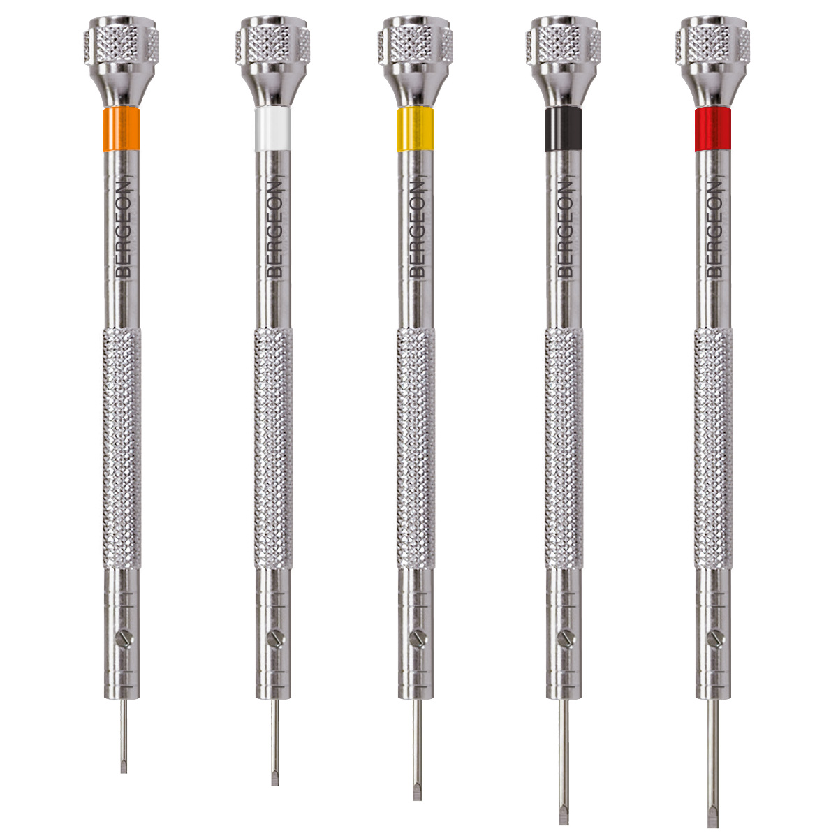 Bergeon 30080-P05 Assortiment de 5 tournevis, mèches en acier 0,5 - 1,2 mm