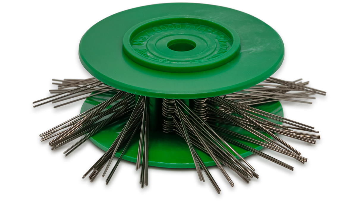 Brosses à finition mat, vert, Ø 90 mm, fil Ø 0,6 mm