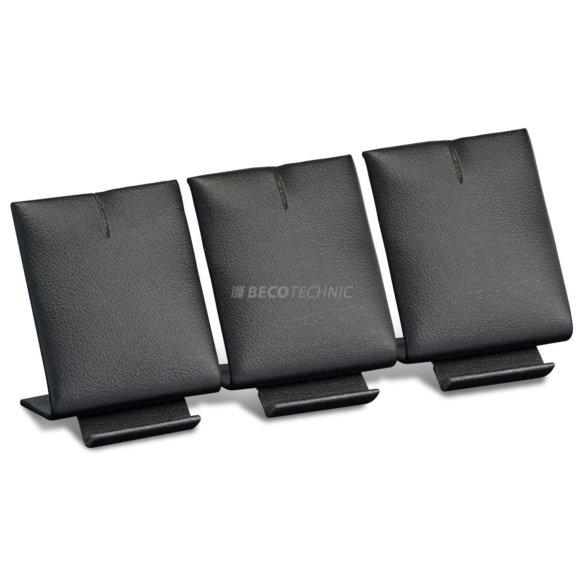 Triple presentation display for pendants, medium, smooth leather imitation, black, LxWxD ca. 3,0 x 11,0 x 4,0 cm
