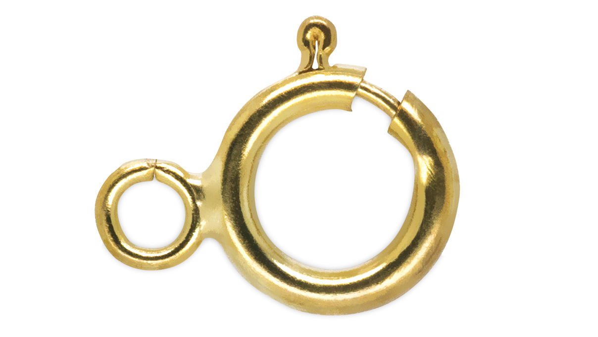 Anneau ressort sans collier, 375/- Or jaune, Ø 5,5 mm, Couleur Jaune, Oeillet droit