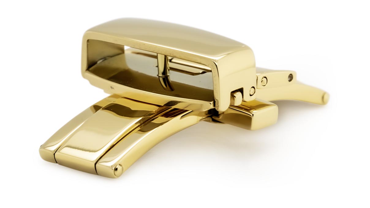 Boucle déployante papillon pour bracelets en cuir, doré, 22 mm