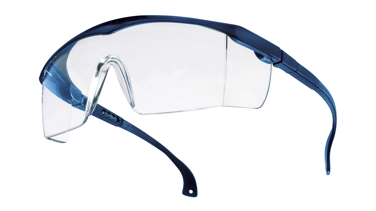 Lunettes de protection Basic, bleu, verre transparent, résistant aux rayures