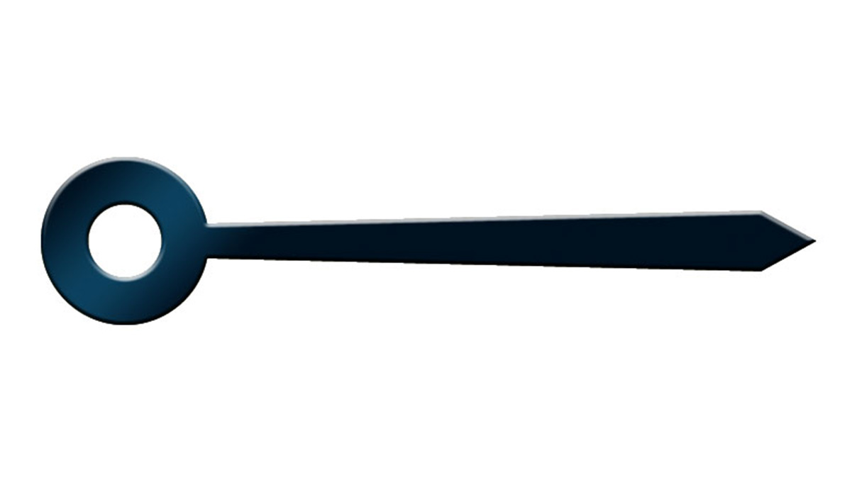 Aiguille des minutes, droite large, bleu noir, trou Ø 0,7 mm, longueur 12 mm