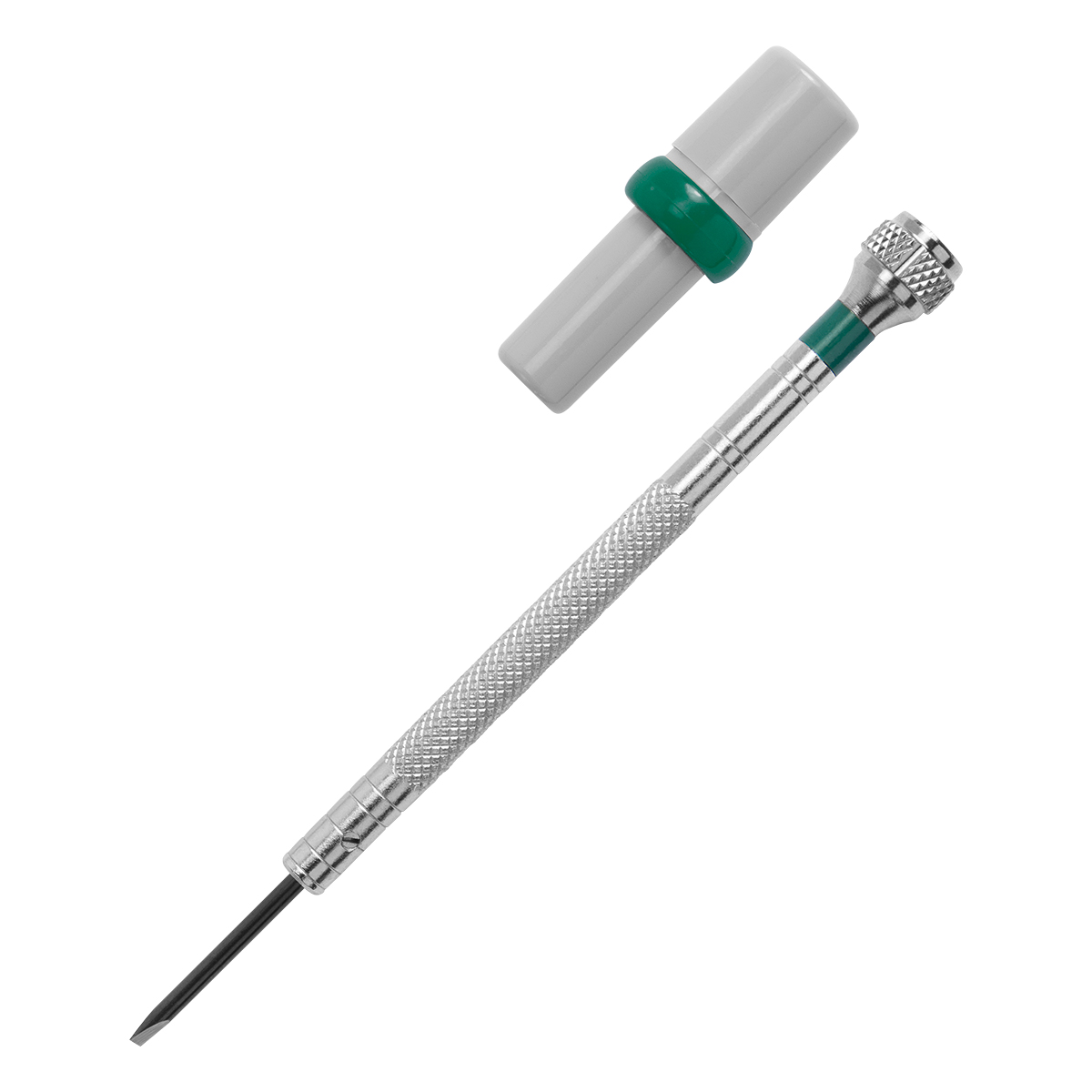 Tournevis à fente Basic, 2,0 mm, meulé en V, vert foncé, 3 mèches de rechange