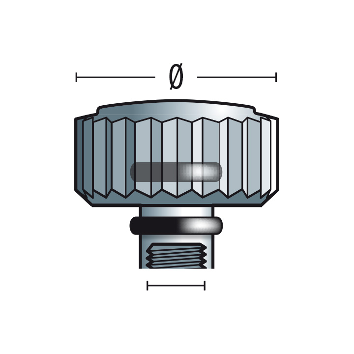 Couronne 919 OPH, acier inoxydable, Hauteur 3,5, Ø 6,0, tubus 1,2, filetage 0,9, étanche