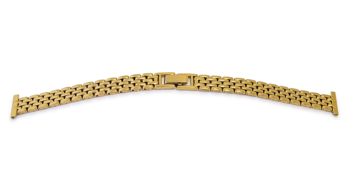 Bracelet métallique, acier inoxydable, doré, poli, plié, largeur d'attache 14 mm