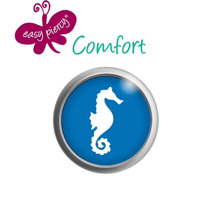 Easy Piercy Comfort 1 paire de boutons d'oreilles Ø 5,5 mm, blanc, Hippocampe