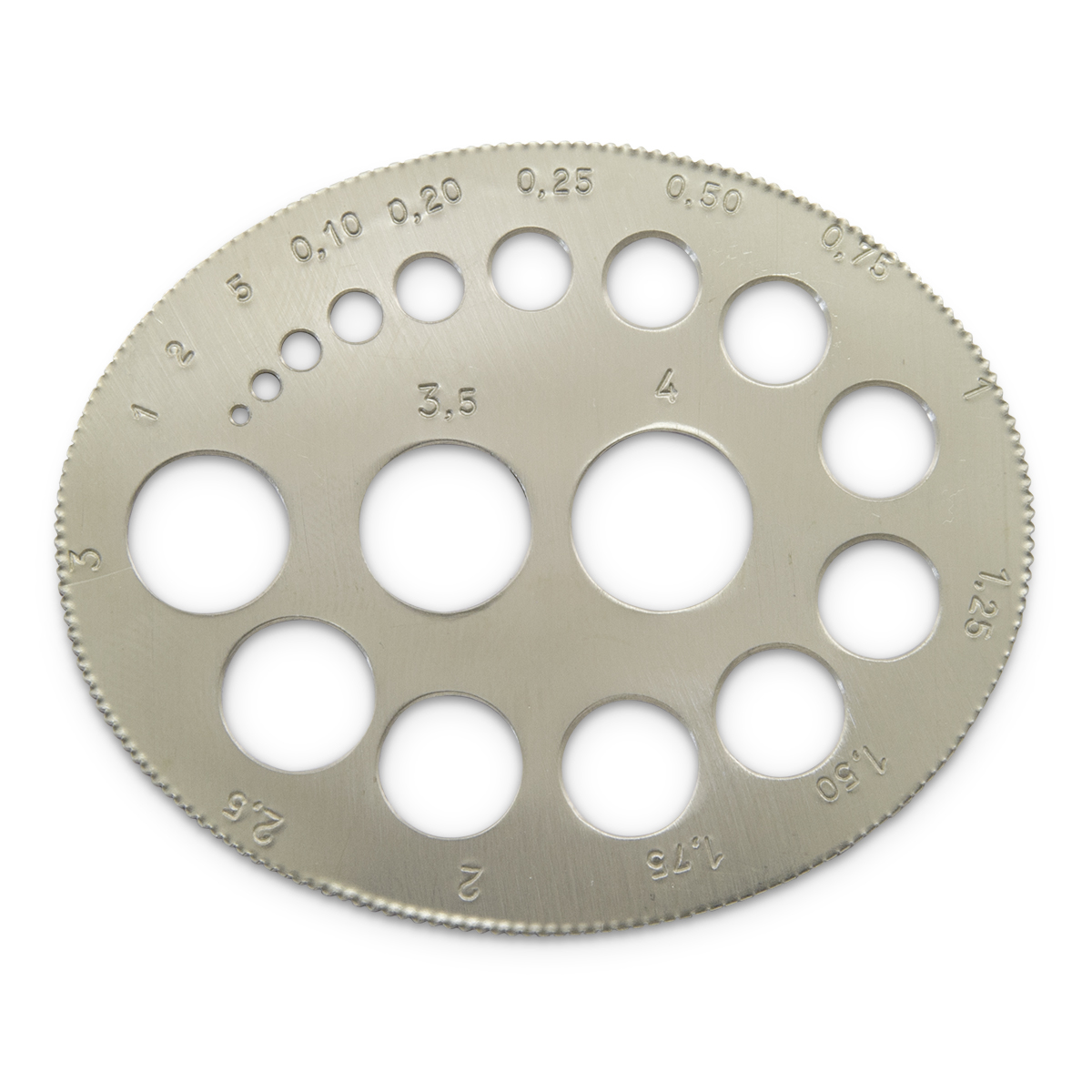 Calibre aux pierres, nickele, ovale 0,01 - 4 ct