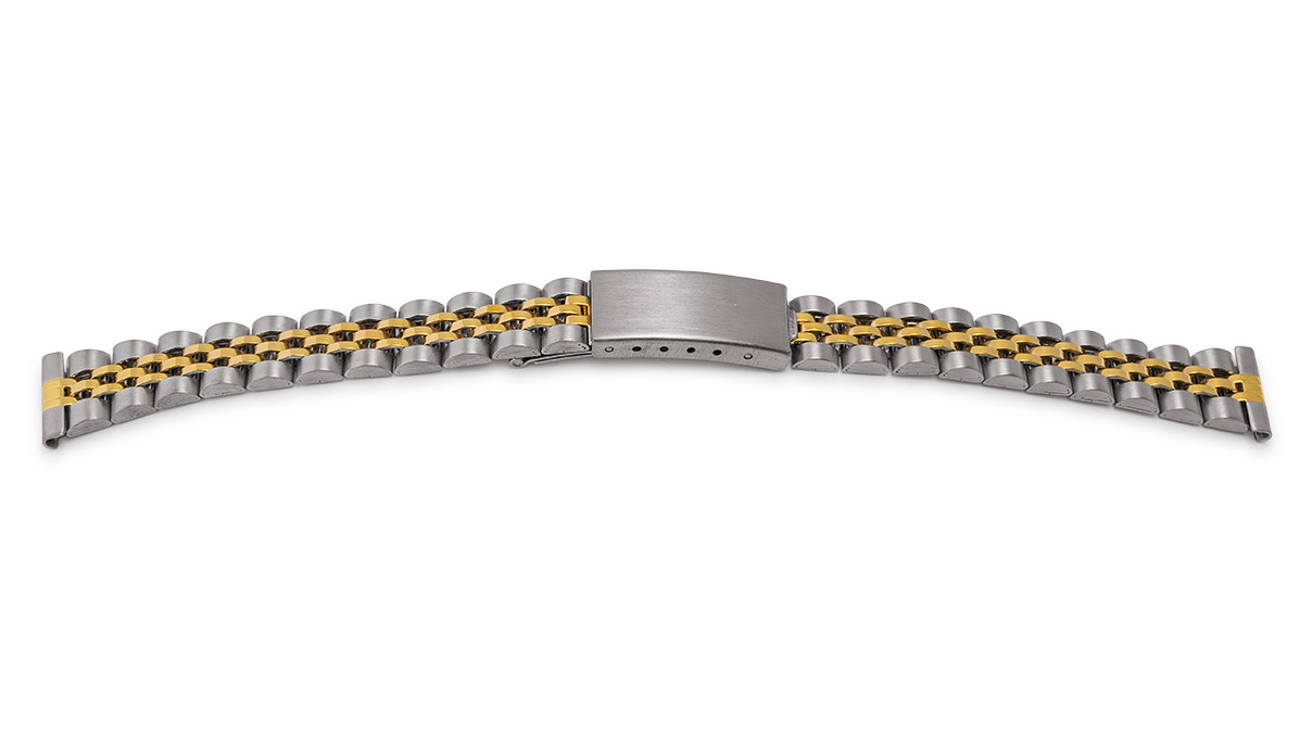 Bracelet métallique, acier inoxydable, bicolore, largeur d'attache 12 - 14 mm