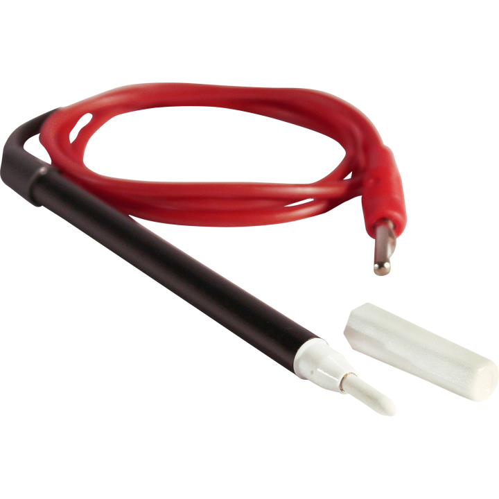 Crayon de galvanisation, noir avec contact en platine 1,2 g Pt, câble de raccordement avec fiche inclus
