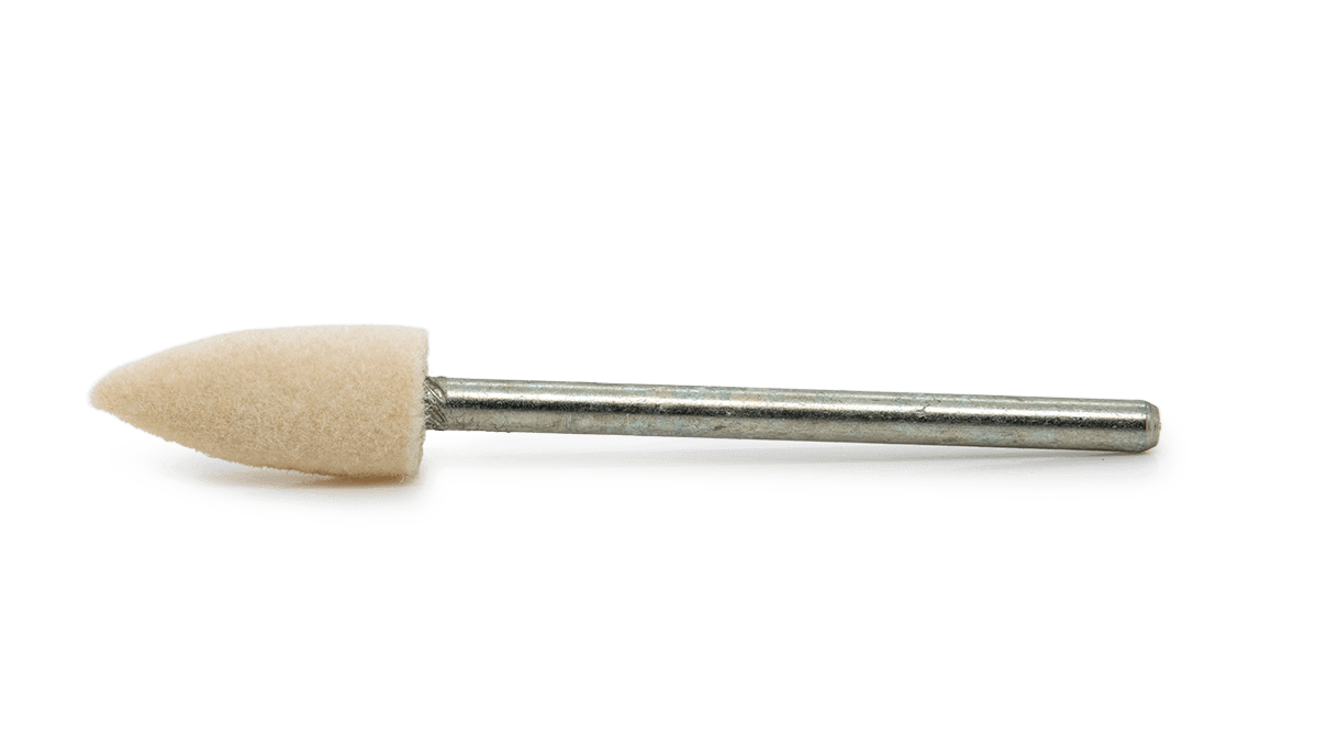 Polissoir de feutre, blanc, pointe, Ø 6 x 15 mm, tige HP