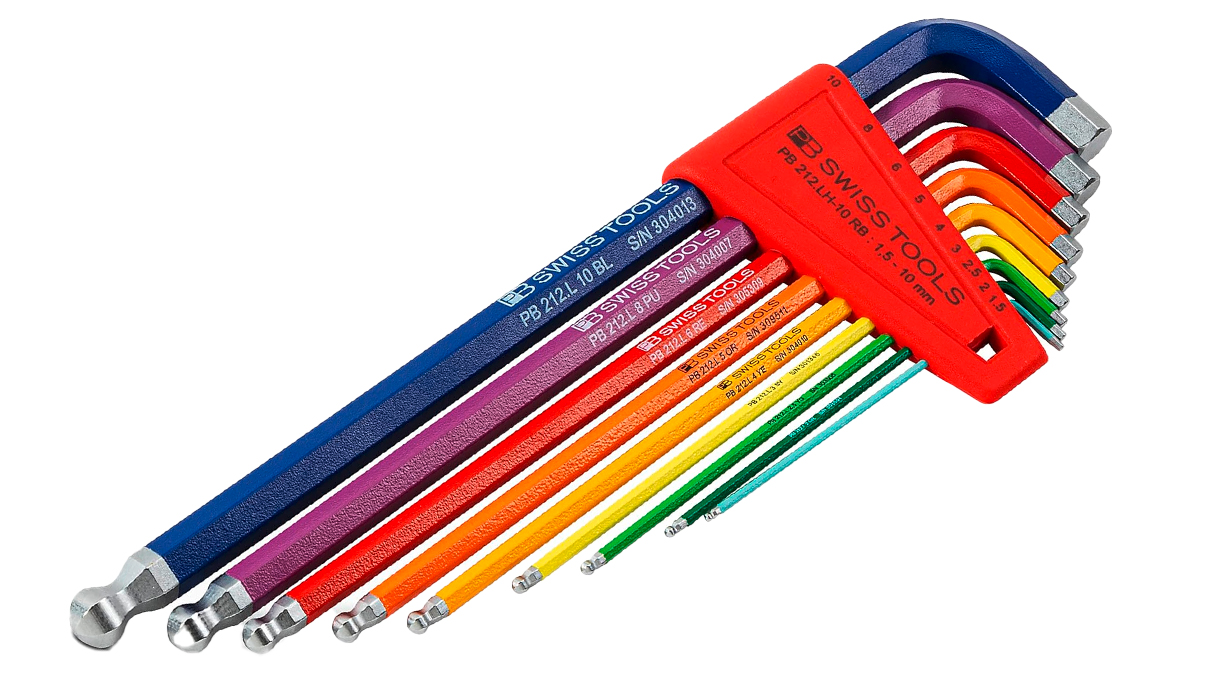 Jeu de 9 clés hexagonales 1,5/2/2,5/3/4/5/6/8/10 mm à tête sphérique