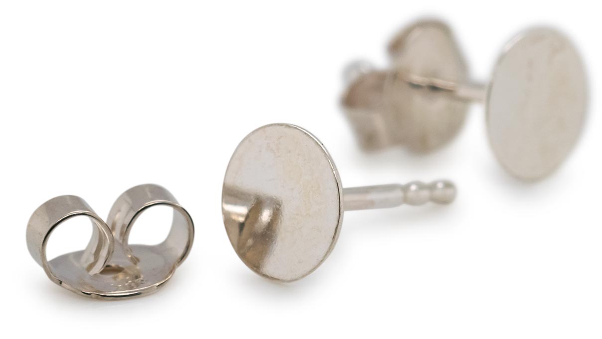 Fermoirs poussette à plaque, plaque Ø 8 mm, 925/- argent