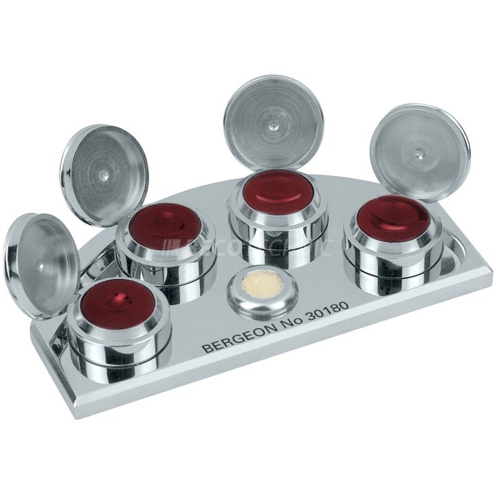 Bergeon 30180 Huilier en laiton poli, chromé, 4 godets avec agate