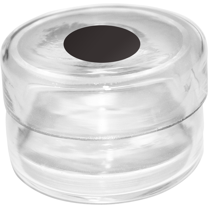 Réservoir d'électrolyte pour Rhodinette Tampon galvanique en verre Ø 35 mm, avec couvercle, noir
